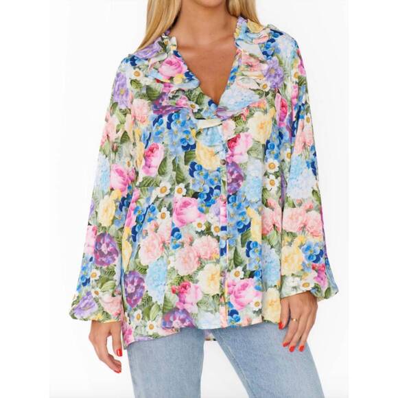 NEW SHOW ME YOUR MUMU suki ruffle top in flower shop - Picture 5 of 6